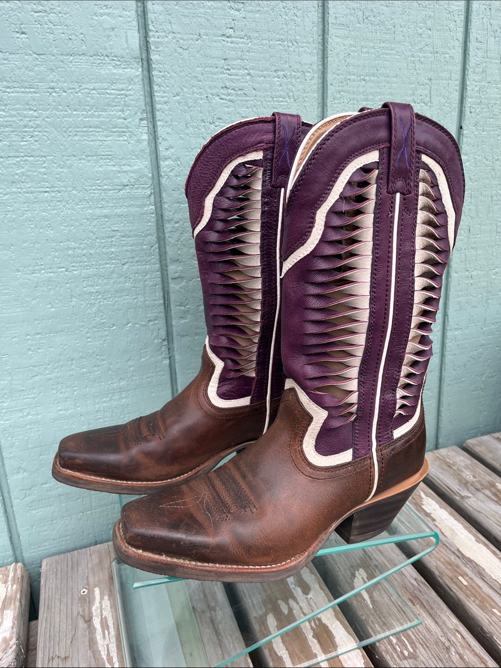 Twisted X Brown Leather Boots with Purple Shaft Accents